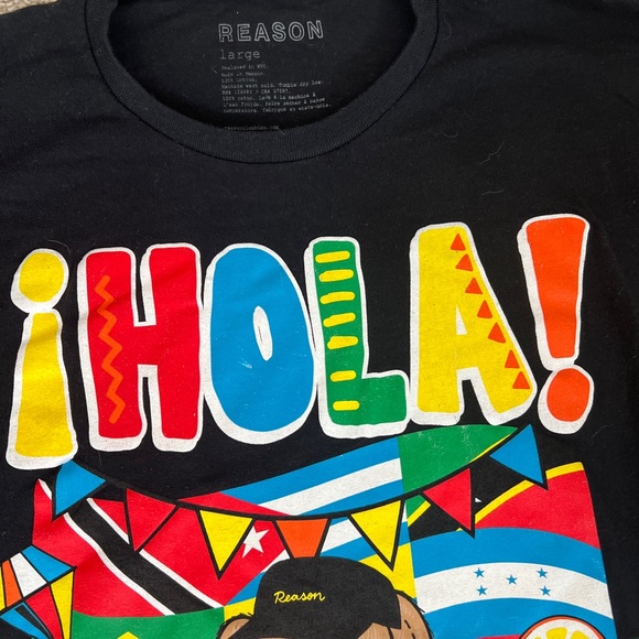 Reason Black Long Sleeve Tee, Spanish Bear Fiesta Futbol Theme, 100% Cotton - Picture 3 of 13